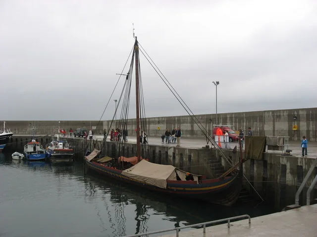Viking ship in Port Oriel, Clogherhead, Co. Louth — representative context visual. Shown from the cited image source.