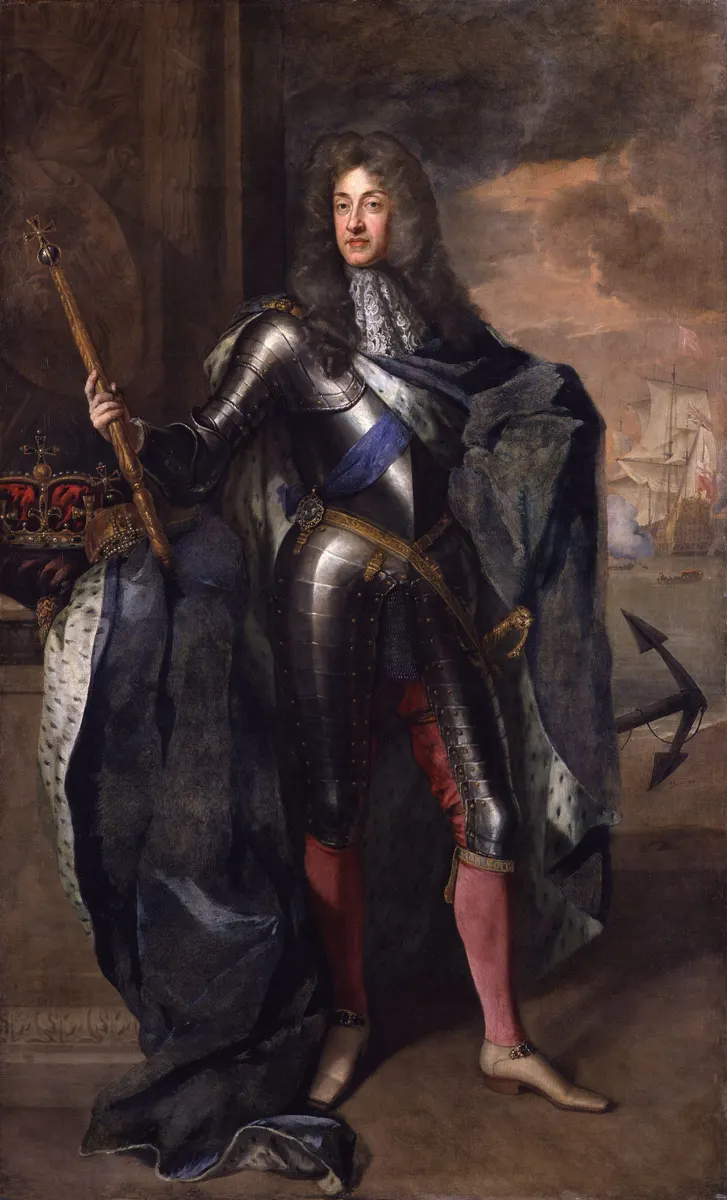 King James II by Sir Godfrey Kneller — representative portrait of the monarch who summoned the 1689 Patriot Parliament, replacing the unrelated Derry siege reuse.