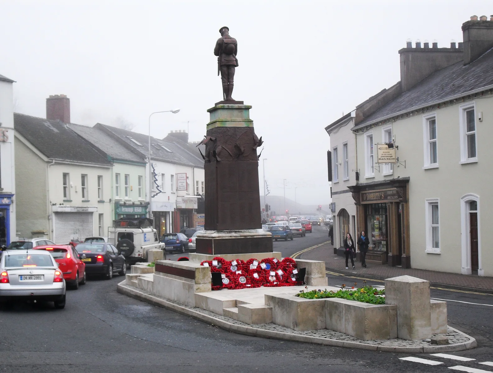 The Cenotaph, Enniskillen / War Memorial at Belmore Street — later memorial or aftermath visual. Shown from the cited image source.