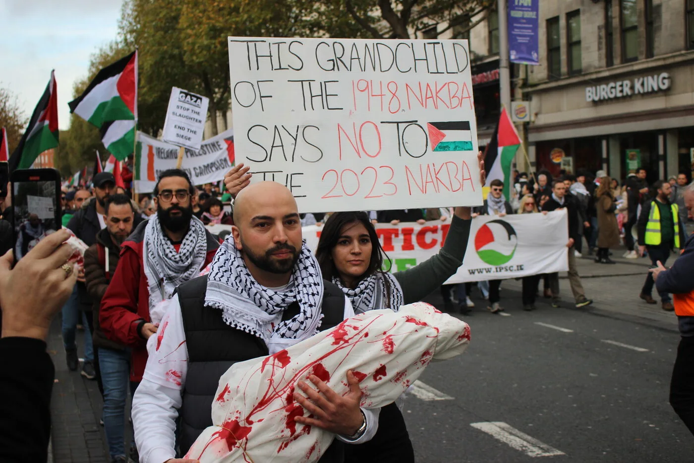 Palestine solidarity protest — representative context visual. Shown from the cited image source.