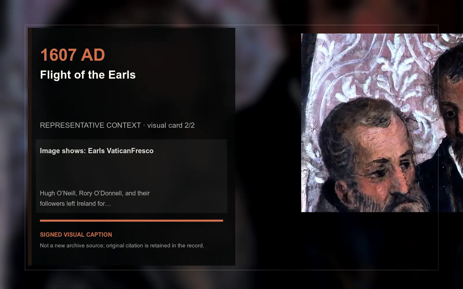 Earls VaticanFresco — representative context visual. Event-specific signed card derived from the cited source.