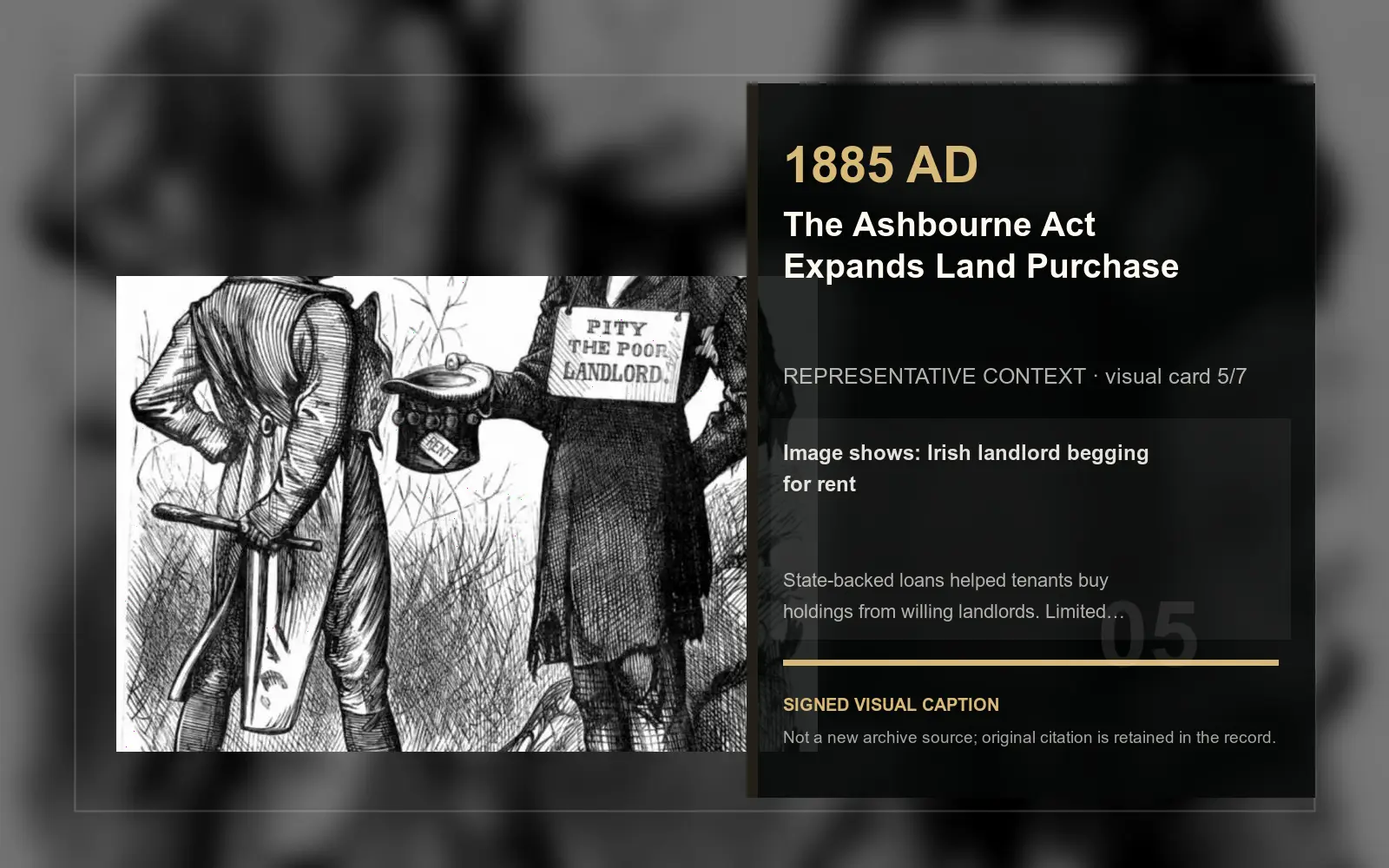 Irish landlord begging for rent — representative context visual. Event-specific signed card derived from the cited source.