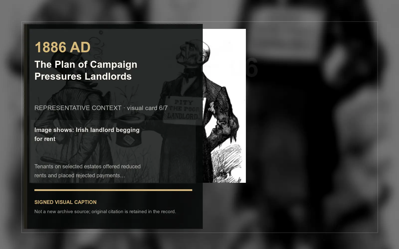 Irish landlord begging for rent — representative context visual. Event-specific signed card derived from the cited source.