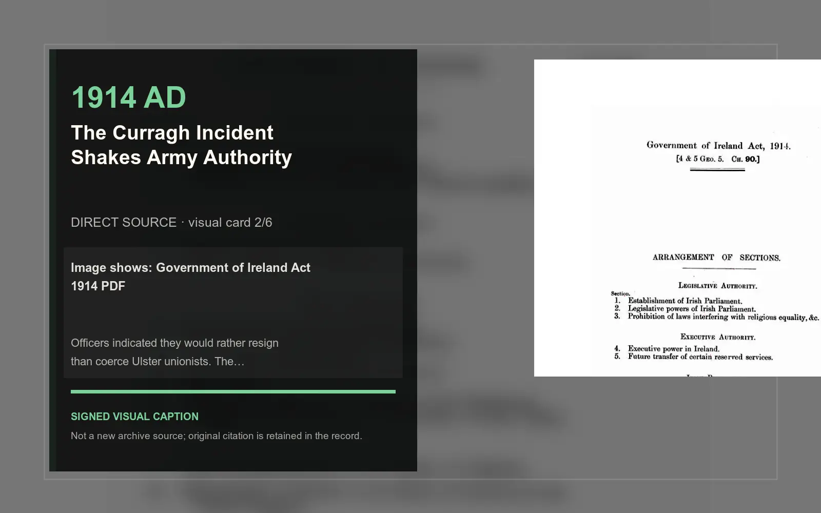 Government of Ireland Act 1914 PDF — direct archive visual. Event-specific signed card derived from the cited source.