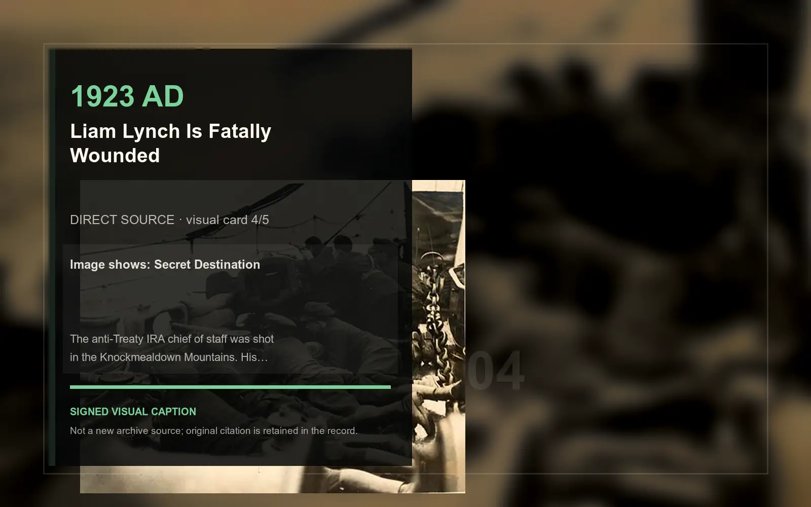 Secret Destination — direct archive visual. Event-specific signed card derived from the cited source.